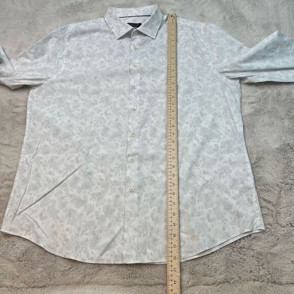 Bugatchi Dress Shirt White Pattern Shaped Fit Comfort Stretch Button Up Size 3XL - Picture 6 of 9
